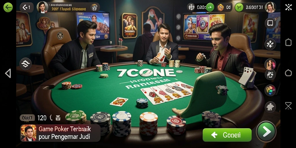 Tampilan gameplay seru di 7CONE saat bermain poker.