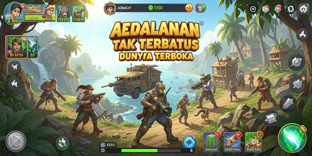 Tangkapan layar utama ALBASLOT menampilkan eksplorasi Open World yang seru.