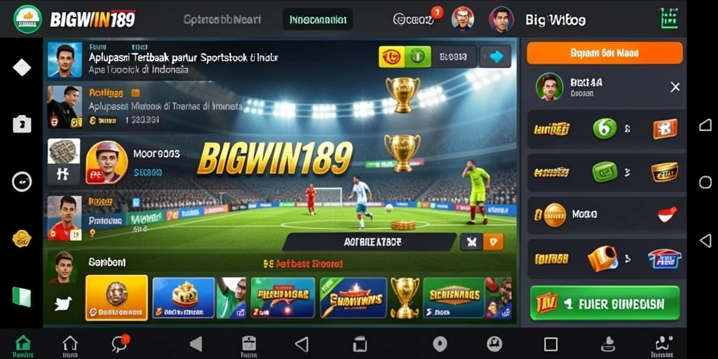 Tampilan layar utama BIGWIN189 dengan fitur Sportsbook yang menarik.