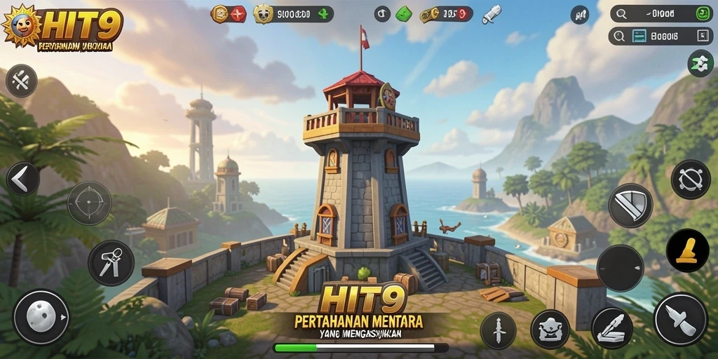 Tampilan gameplay menara pertahanan yang mendebarkan di HIT9.