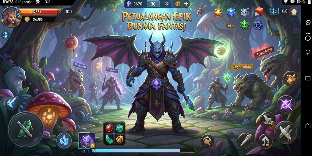 Screenshot game ID678 menunjukkan pertempuran seru dalam dunia fantasi.