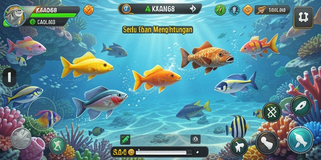 Screenshot gameplay KAOL68 yang penuh aksi menembak ikan.