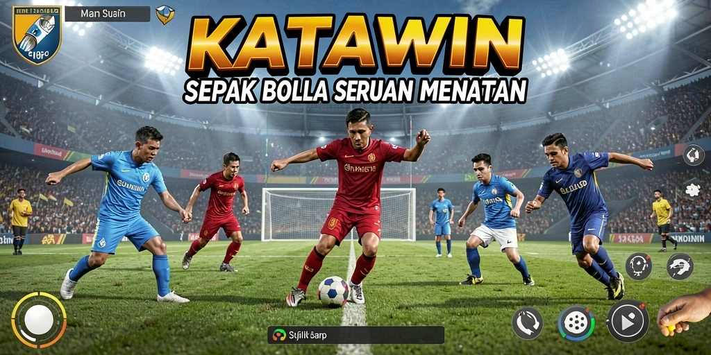 Screenshot dari gameplay KATAWIN yang menampilkan aksi seru di lapangan.