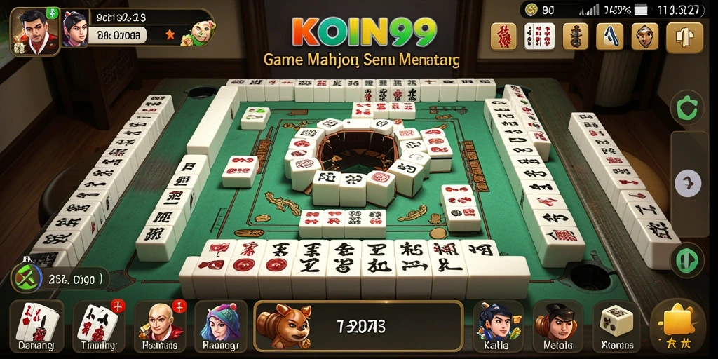 Tampilan gameplay KOIN99 menampilkan keseruan bermain Mahjong.