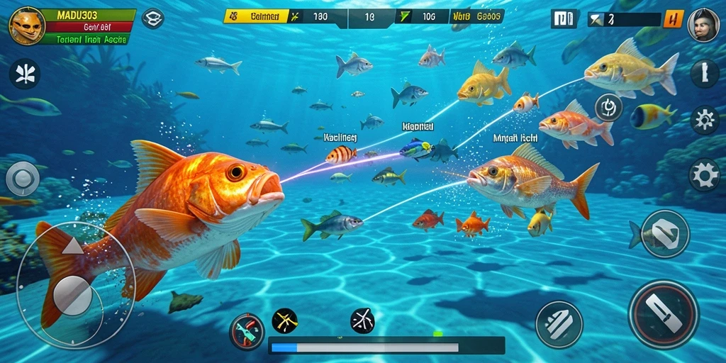 Gameplay Tembak Ikan yang penuh warna dan seru.