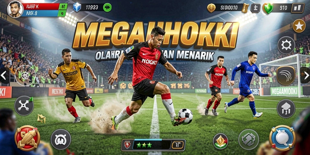 Screenshot gameplay MEGAHOKI yang menampilkan aksi seru olahraga.