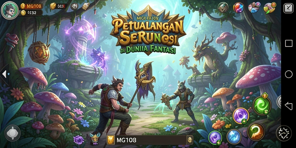 Tampilan gameplay MG108 menunjukkan petualangan mendebarkan di dunia fantastis.