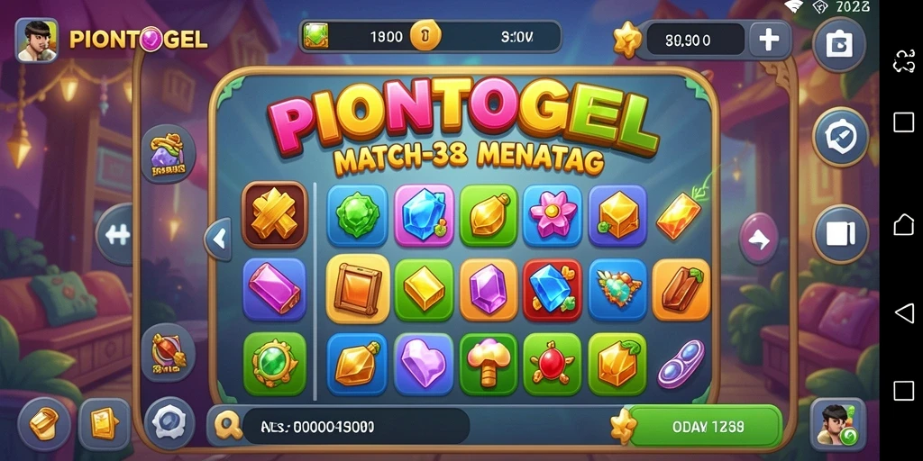 Tampilan gameplay PIONTOGEL dengan momen mencocokkan simbol.