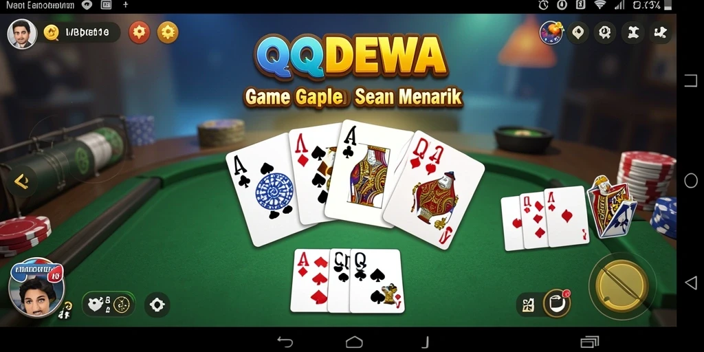 Tampilan gameplay QQDEWA saat bermain Gaple dengan teman.