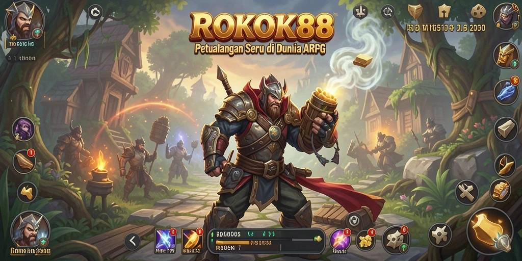 Screenshot gameplay ROKOK88 menampilkan pertarungan epik antar karakter.