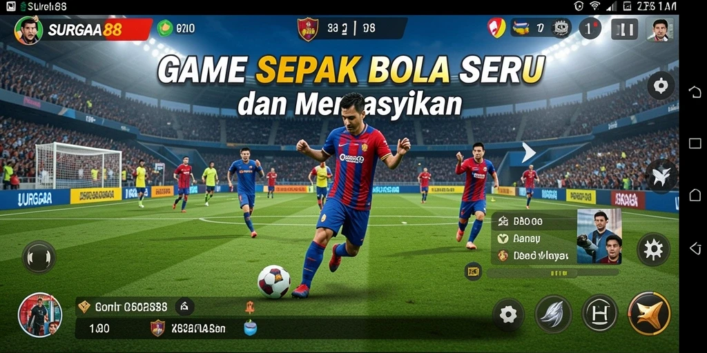 Tampilan gameplay SURGA88 dengan aksi sepak bola yang mendebarkan.