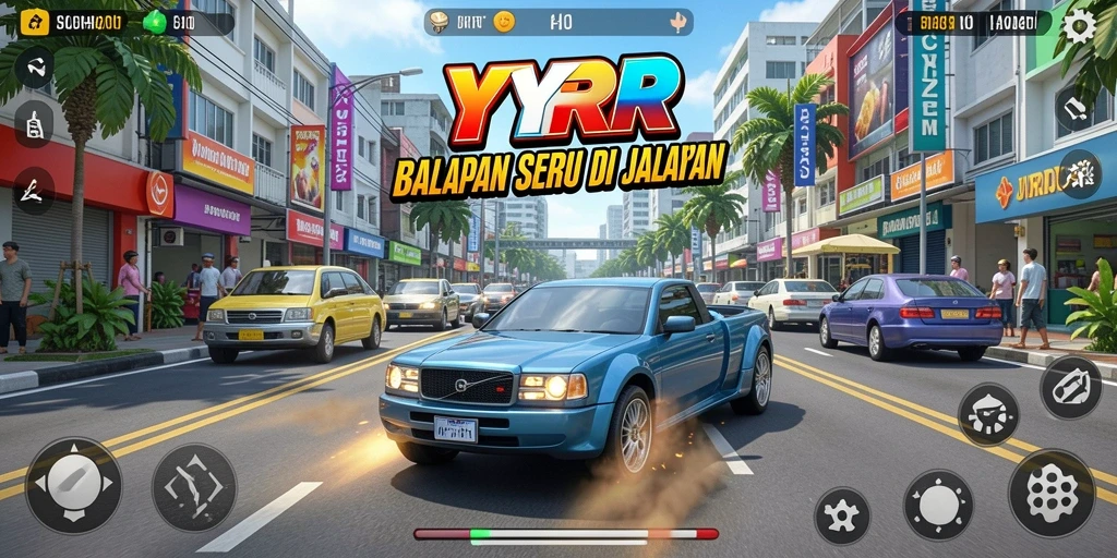 Gameplay seru di jalanan dengan YYRR, balapan mendebarkan.